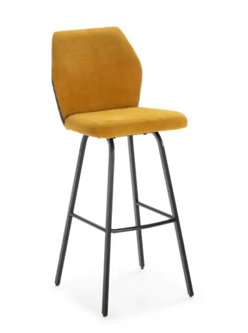 Taburete de diseño Pol tela mostaza - Taburetes y puff