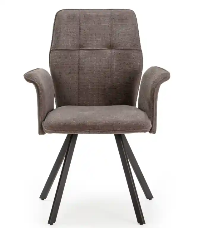 Sillon Mery tela gris oscuro patas en acero negro - Sillones butacas divanes
