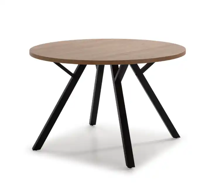 Mesa de comedor redonda Beni natural y patas en metal negro 120cm - Mesas de comedor