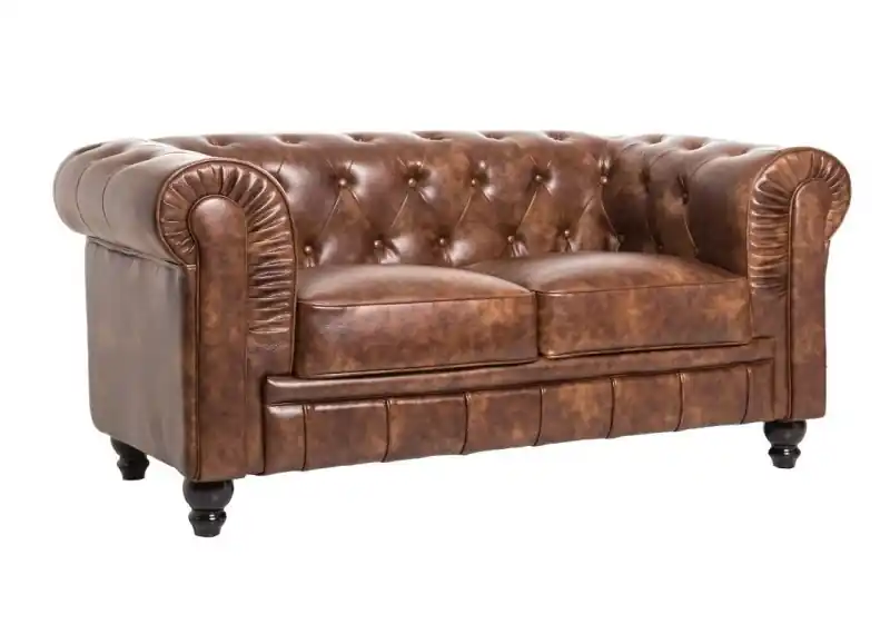 Sofa chester 2 plazas cuero viejo - Sillones