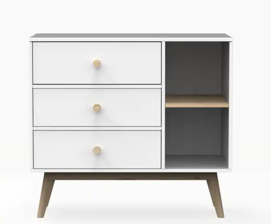 Comoda Esteban madera de pino blanco 90cm - Comodas Sinfonier