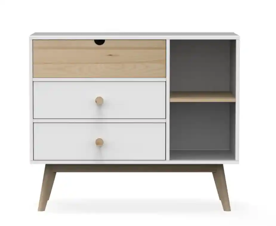 Comoda Esteban madera de pino blanco natural 90cm - Comodas Sinfonier