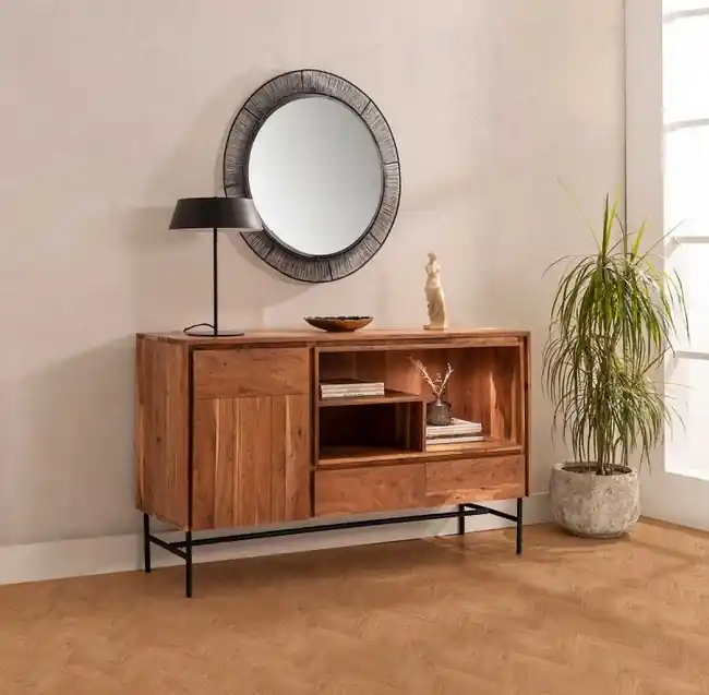 Aparador madera acacia con luz Aston 150×80 - Aparadores