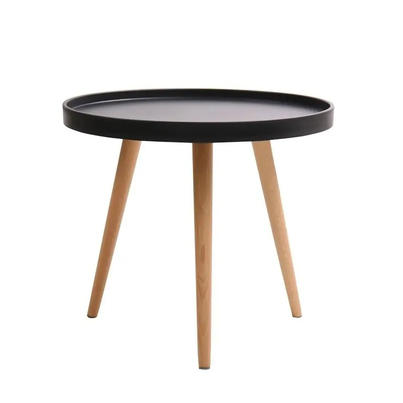 Mesa auxiliar nordica madera de haya negro 50cm - Mesas de centro y auxiliares
