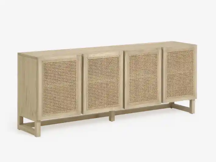 Aparador Mareti madera maciza y chapa mindi con ratán 180x70cm - Aparadores