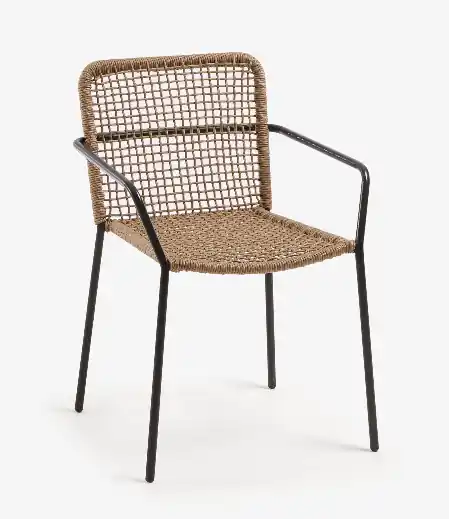 Silla Michel beige cuerda y acero galvanizado - Sillas de Acero