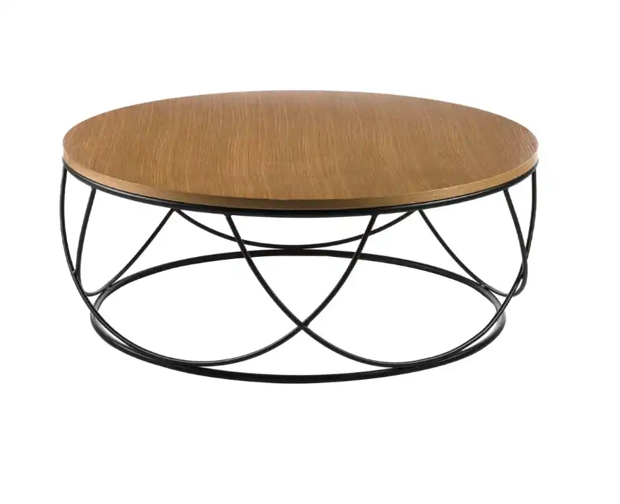 Mesa de centro Aura roble acero negro 80 cm - Mesas de centro y auxiliares