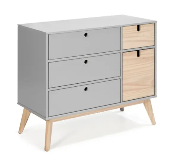 Comoda de estilo nordico Kiara gris 90×40 - Comodas Sinfonier