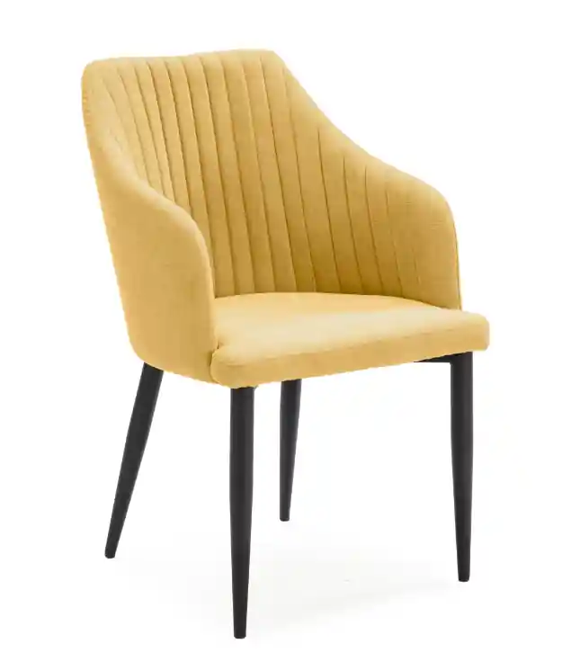 Sillon Nadi tela amarilla pata negra - Sillones butacas divanes