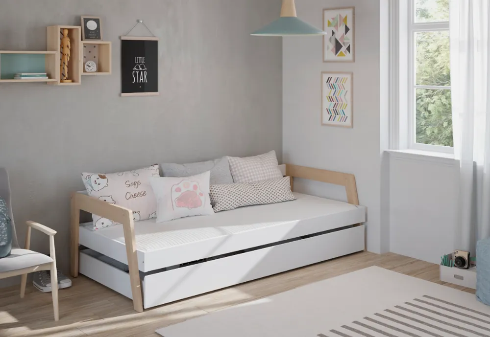 Cama Carrie con cajon cera blanca 90×190/200cm - Camas y canapes