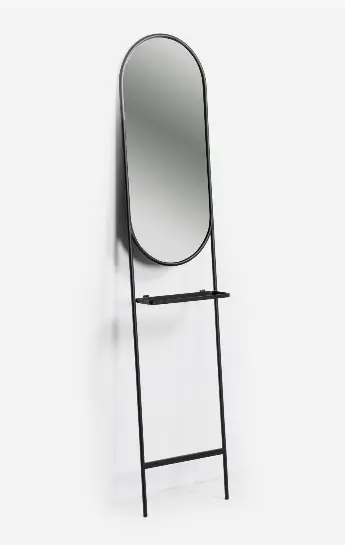 Espejo con estante Lira de acero negro 41×184 cm - Espejos