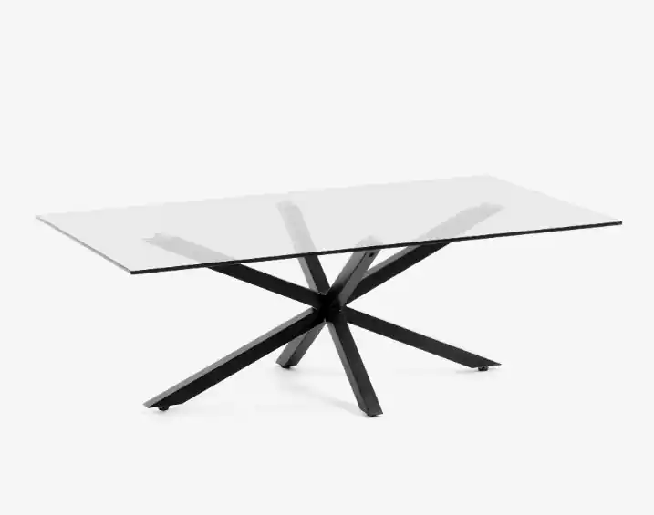 Mesa de centro de cristal y patas de acero negro 130x70cm - Mesas de centro y auxiliares