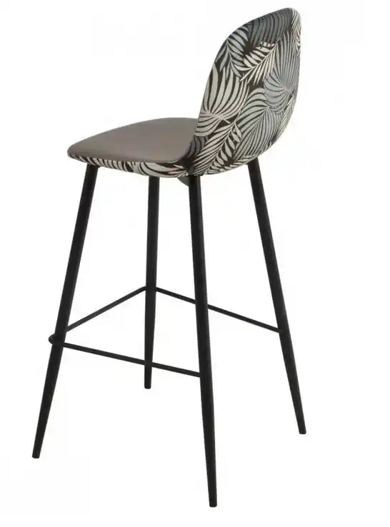 Taburete tropical terciopelo gris - Taburetes y puff