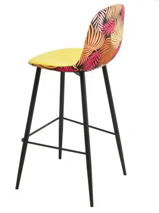 Taburete tropical terciopelo amarillo - Taburetes y puff