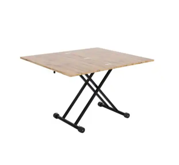 Mesa de centro graduable en altura tapa en vinilo símil madera 110-114×39-75 cm