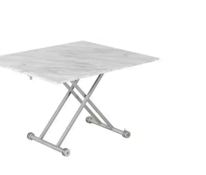 Mesa de centro graduable en altura tapa en símil marmol 110-114×39-75 cm
