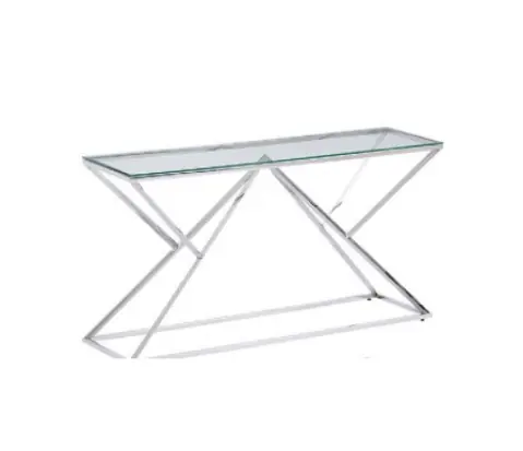 Consola Keops acero inoxidable cristal 120×40 cm - Consolas