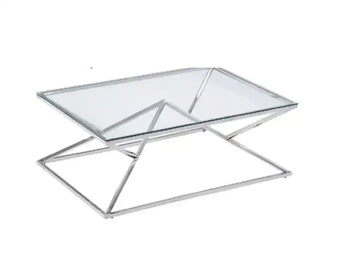 Mesa de centro Keops acero inoxidable cristal 120×80 cm - Mesas de centro y auxiliares