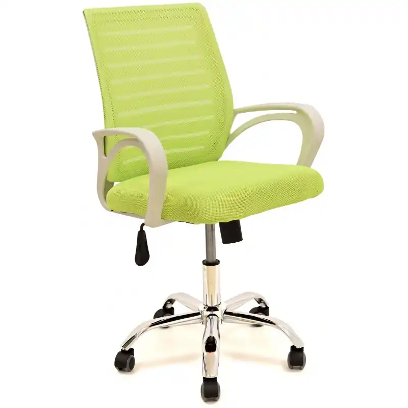 Sillón de oficina blanco con malla y tejido verde - Sillas oficina operativas