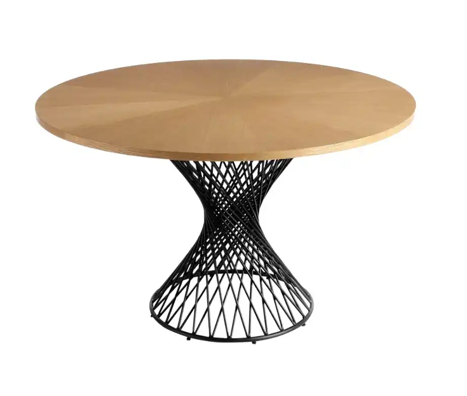 Mesa Aura redonda roble acero negro - Mesas de comedor