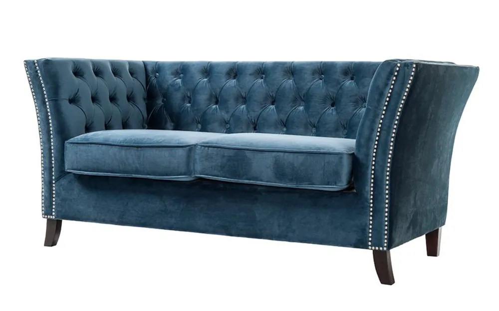 Sofá Chester terciopelo azul 165cm - Sofas