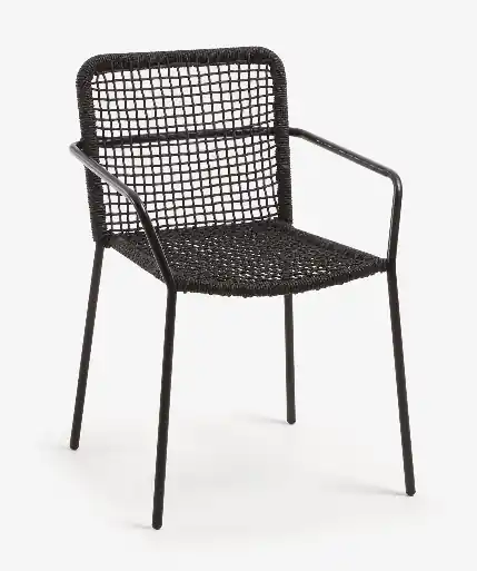 Silla Michel negro cuerda y acero galvanizado - Sillas de Acero