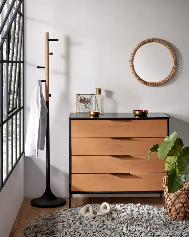 Cómoda Tous chapa fresno y patas de madera maciza de fresno 90x90cm - Comodas Sinfonier