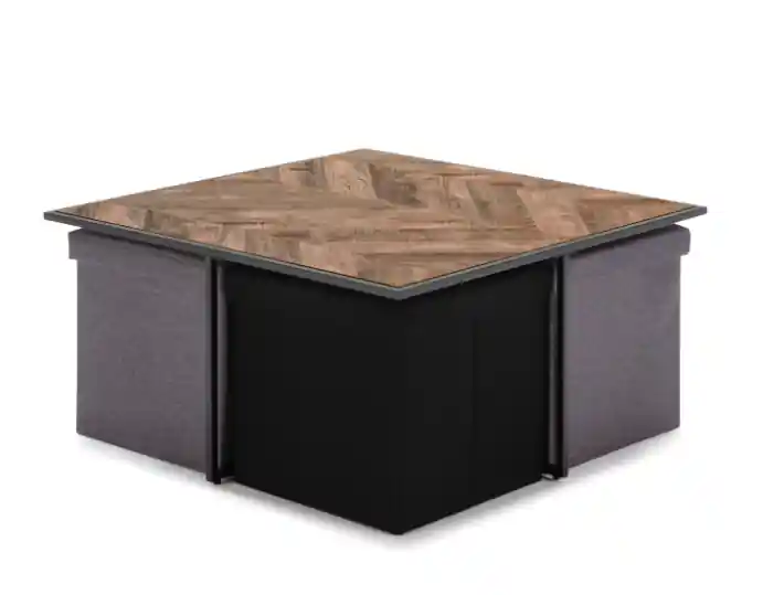 Set mesa de centro y 4 pufs Phoenix DM espiga - Puffs