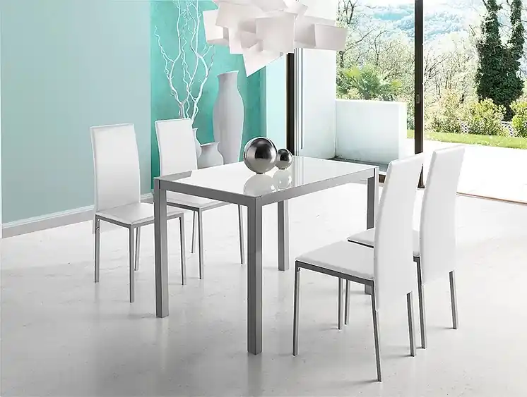 Mesa de cocina Tavira cristal blanco puro 110×75 cm - Mesas de cocina