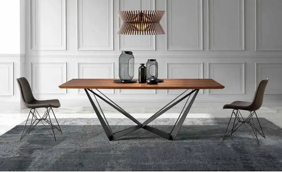 Mesa skorpio nogal acero negro mate 200×100 cm - Mesas de comedor
