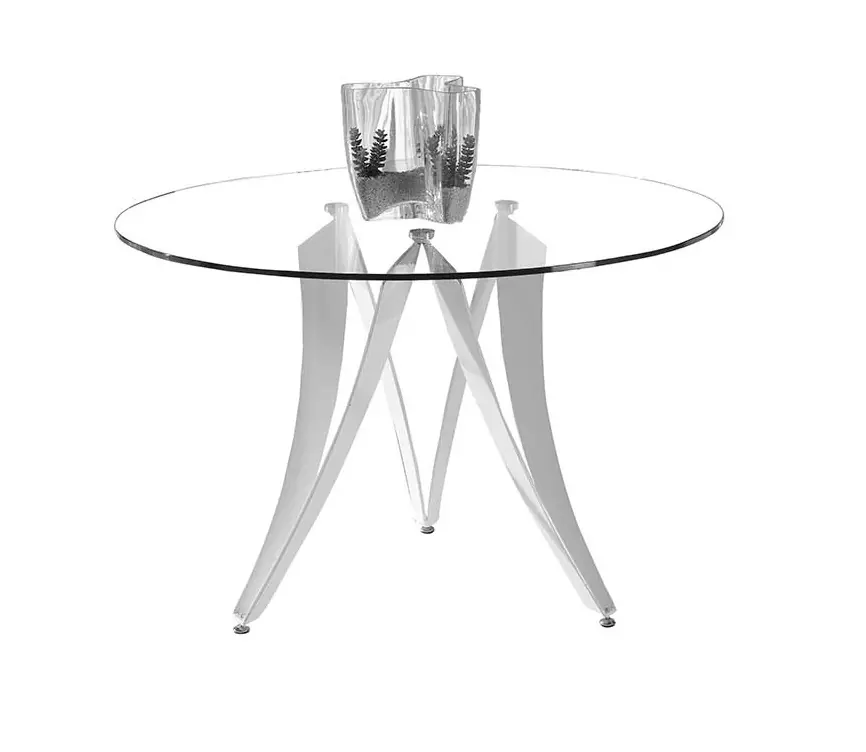 Mesa moon redonda cristal acero blanco 120 cm - Mesas de comedor