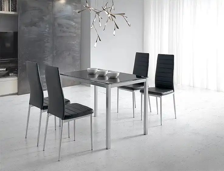 Mesa de cocina Berna cristal negro 110×70 - Mesas de cocina