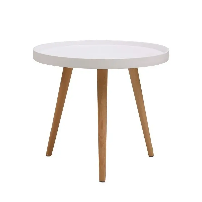 Mesa auxiliar nordica madera de haya blanco 50cm - Mesas de centro y auxiliares