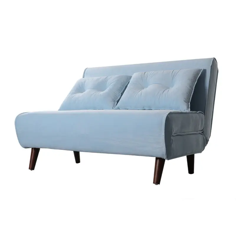 Sofá cama Valery 2 plazas velvet azul claro - Sofa-Cama
