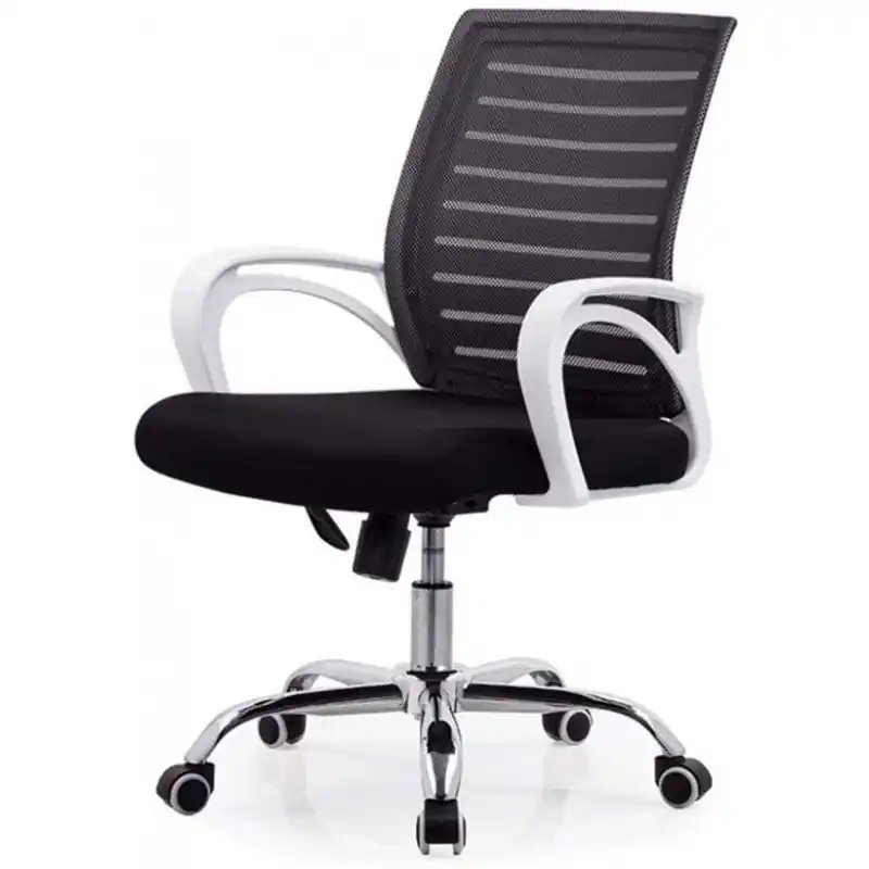 Sillón de oficina blanco con malla y tejido negro - Sillas oficina operativas