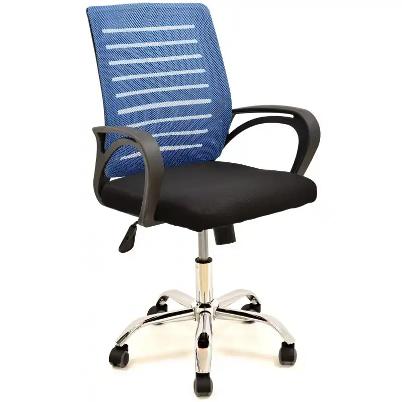Sillón de oficina con malla azul y asiento negro - Sillas oficina operativas