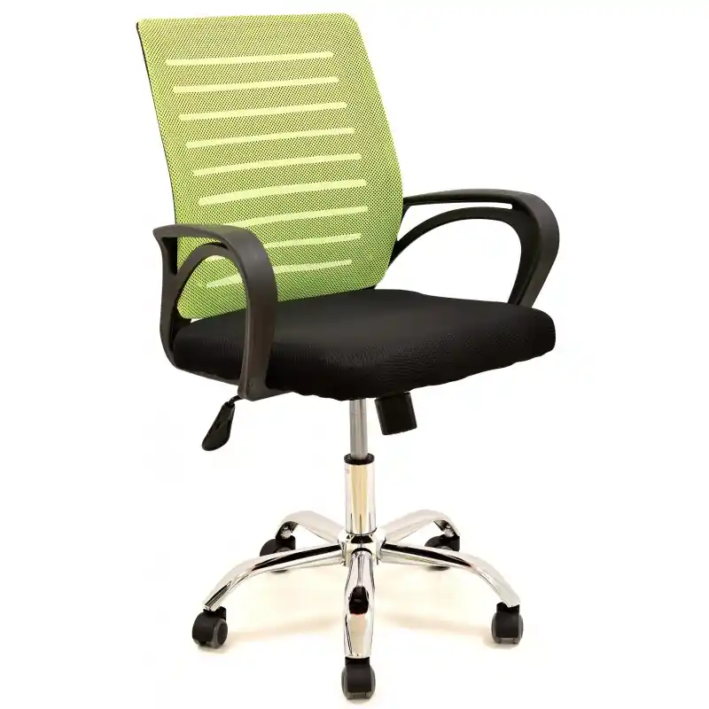 Sillón de oficina con malla verde pistacho y asiento negro - Sillas oficina operativas
