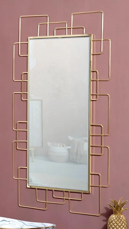 Espejo de pared metal dorado 102x60cm - Espejos