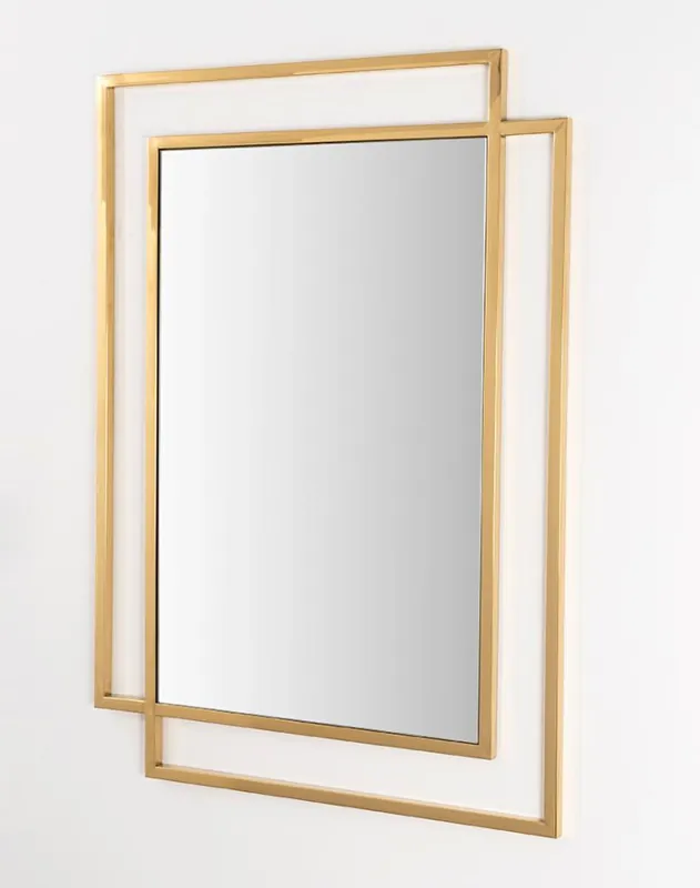 Espejo de pared acero dorado 110x80cm - Espejos