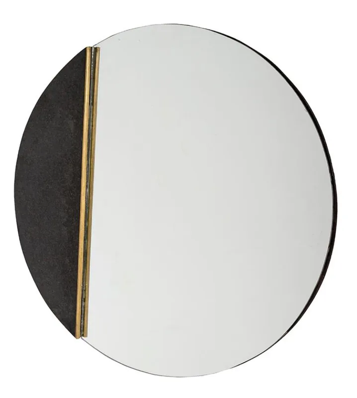 Espejo redondo metal y marmol negro 71cm - Espejos