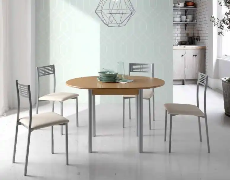 Mesa de cocina redonda extensible MDF roble 90-120 cm