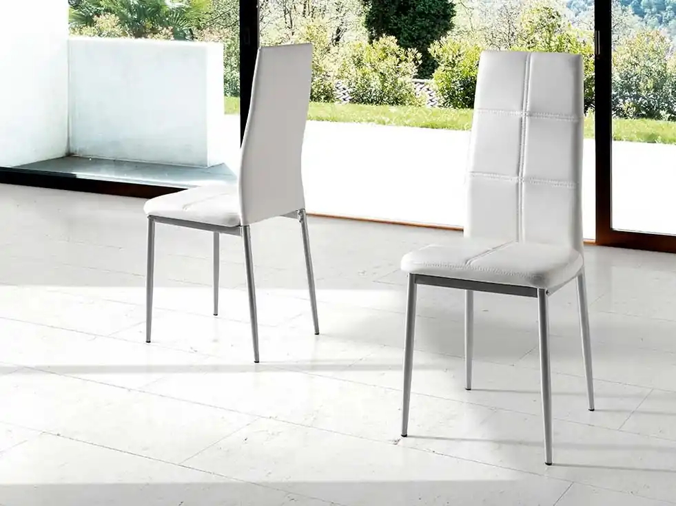 Silla de comedor Sara polipiel blanco - Sillas de cocina