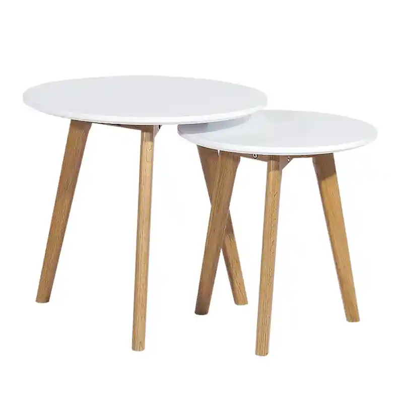 Set mesitas nido madera haya blanco - Mesas de centro y auxiliares