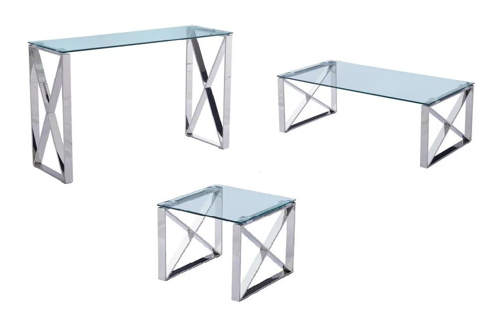 Mesa de centro acero inoxidable cristal Roma 120×60 - Mesas de centro y auxiliares