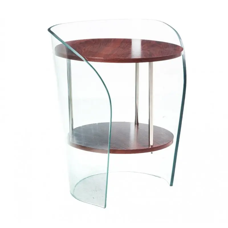 Mesa auxiliar Bruna cristal curvado 50x50cm - Mesas de centro y auxiliares