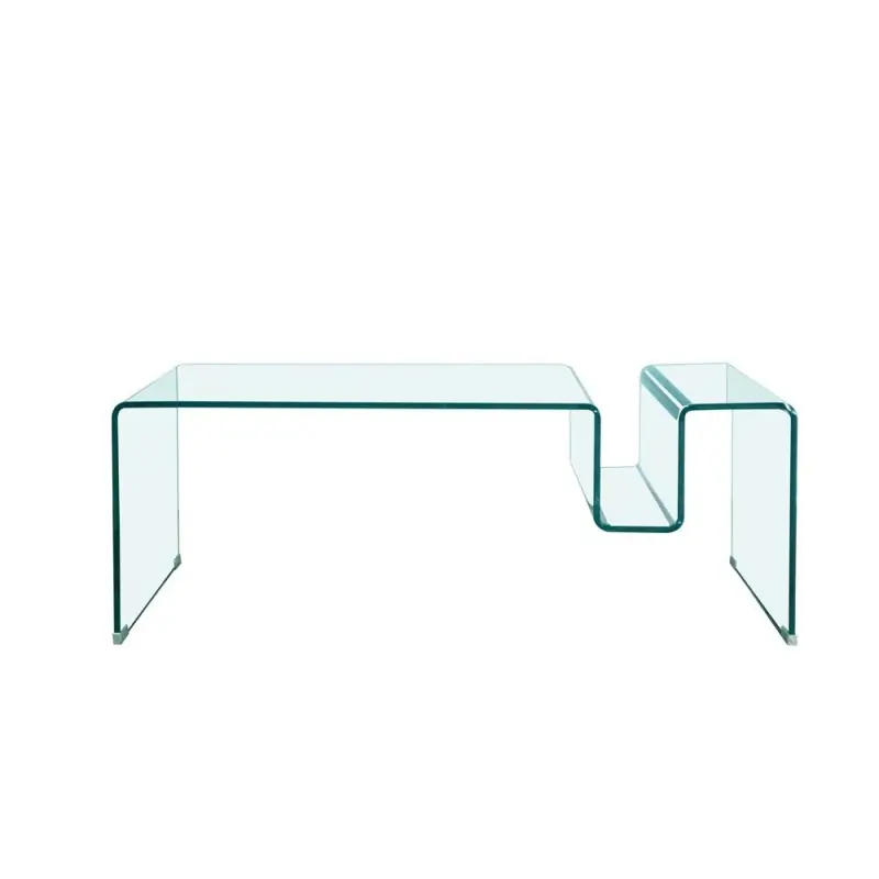 Mesa de centro cristal curvado Ondas 120×60 cm - Mesas de centro y auxiliares