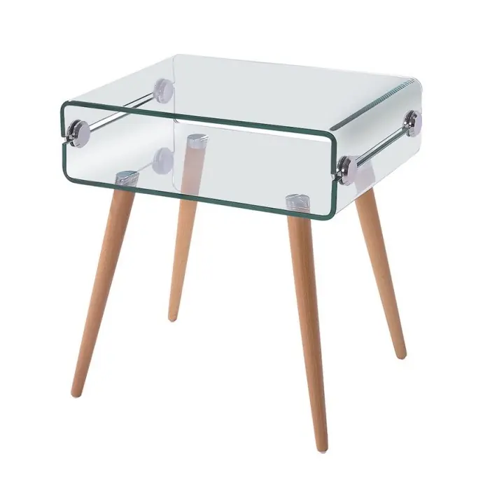 Mesa auxiliar nordica cristal transparente 55×40 - Mesas de centro y auxiliares