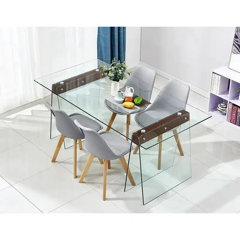 Mesa Monaco cristal transparente madera 200x90cm - Escritorios