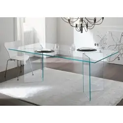 Mesa Bruno de cristal transparente 200x120cm - Mesas de comedor