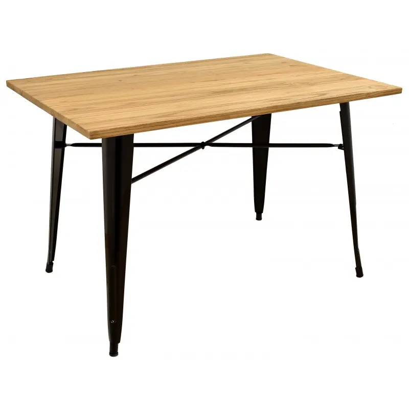 Mesa Tolix negro madera maciza 160cm - Mesas de comedor